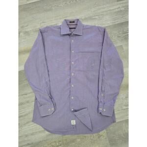 Peter Millar Men’s Large Purple Houndstooth Cotton Dress Shirt MS14RD21DUL EUC